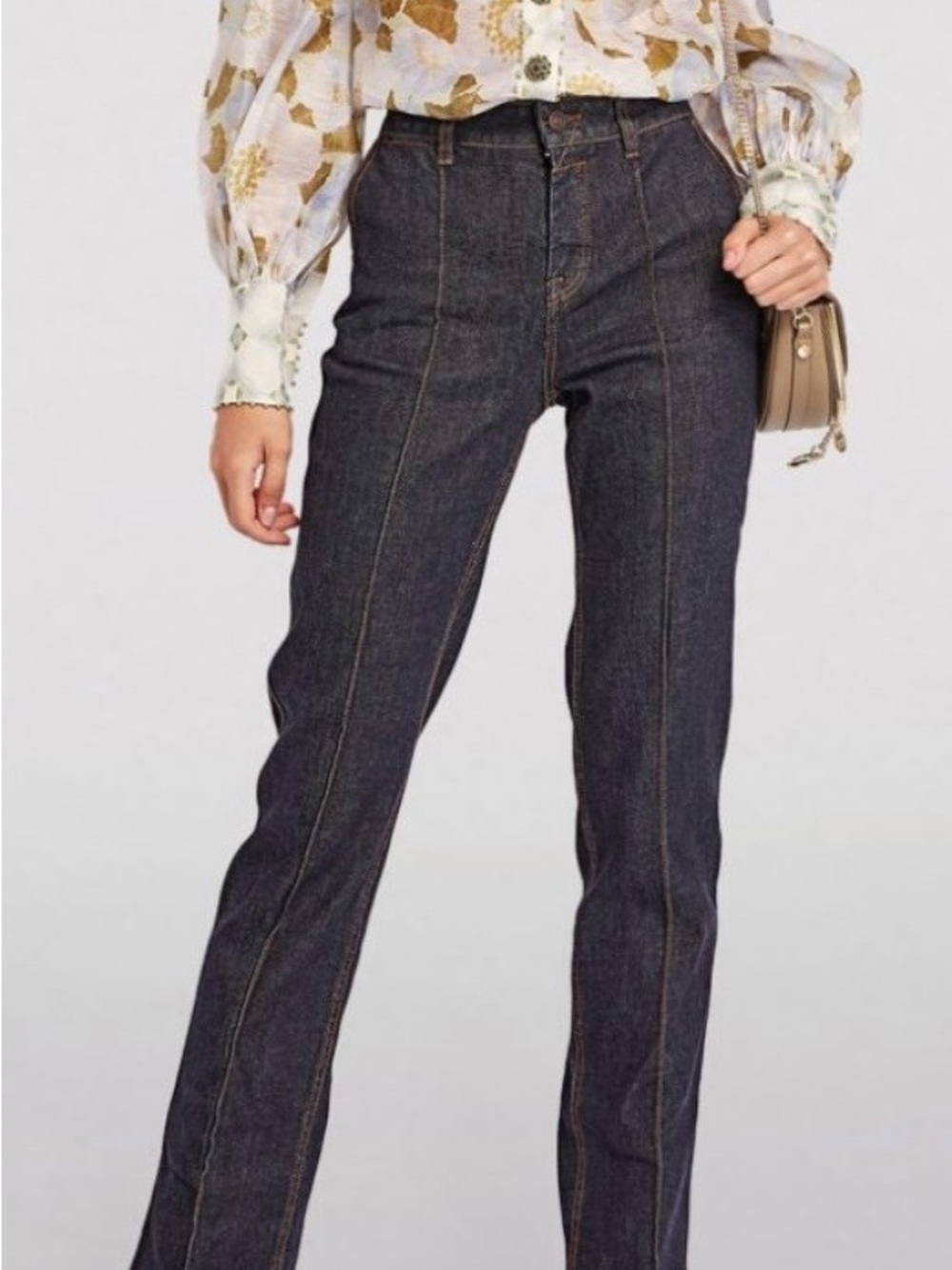 Zimmermann Dark Indigo Straight-Leg Jeans with heel splits